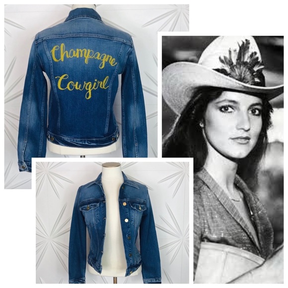 Frame Champagne Cowgirl Denim Trucker Jacket - Picture 1 of 12